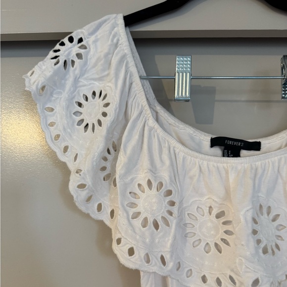 H&M White Off Shoulder Ruffle Bodysuit (Size Small) - Picture 3 of 8